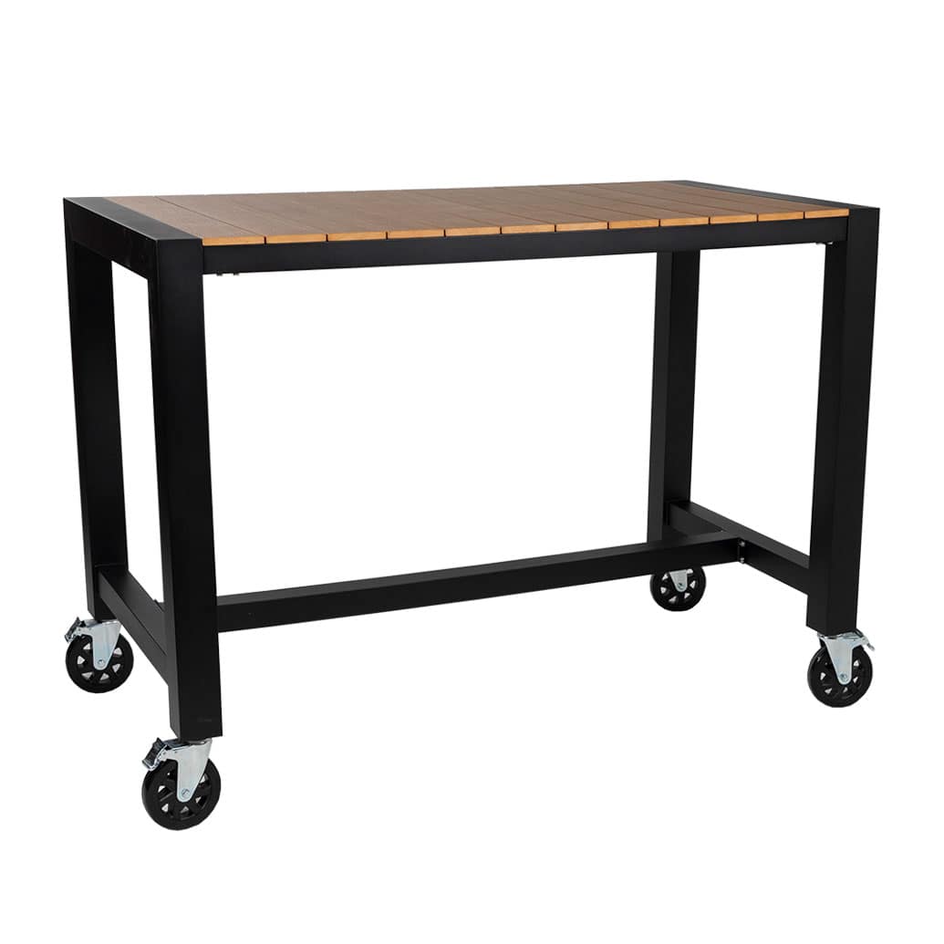 Cannes Aluminium & Polywood Outdoor Bar Table with Castor Wheels 151 x 80cm