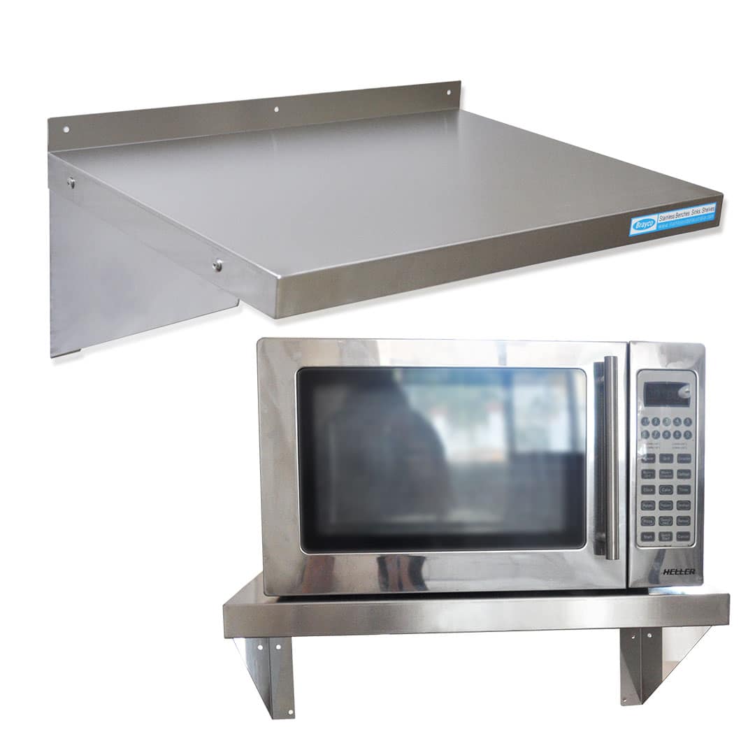 Stainless Steel Solid Wall Shelf, 600 X 450mm deep