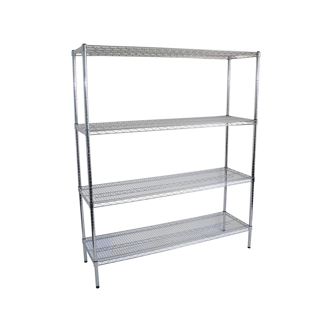 Chrome Wire Dry Store Shelving, 4 Tier, 1524 X 457 deep x 1500mm high