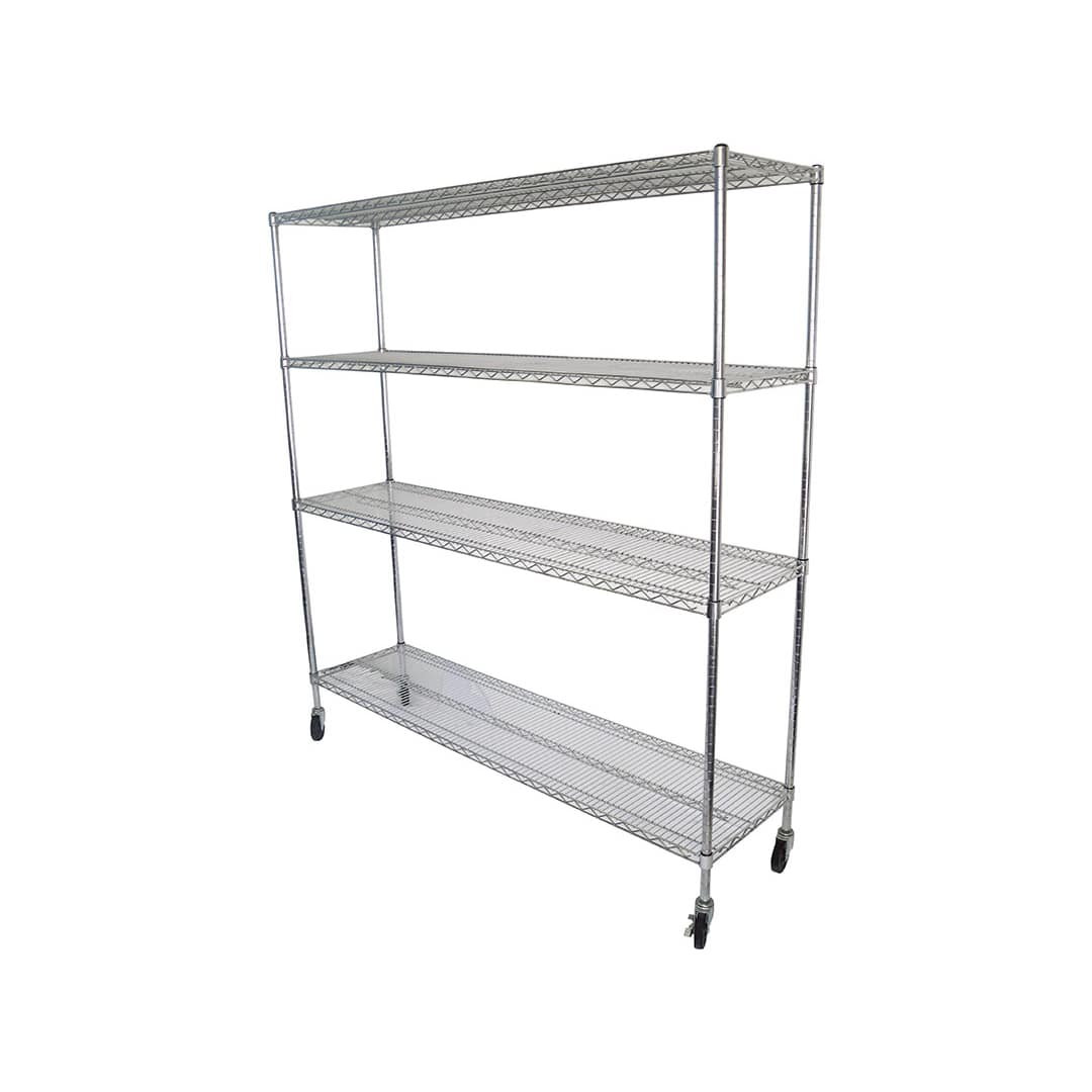 Chrome Wire Dry Store Shelving, 4 Tier, 1829 X 457 deep x 1800mm high