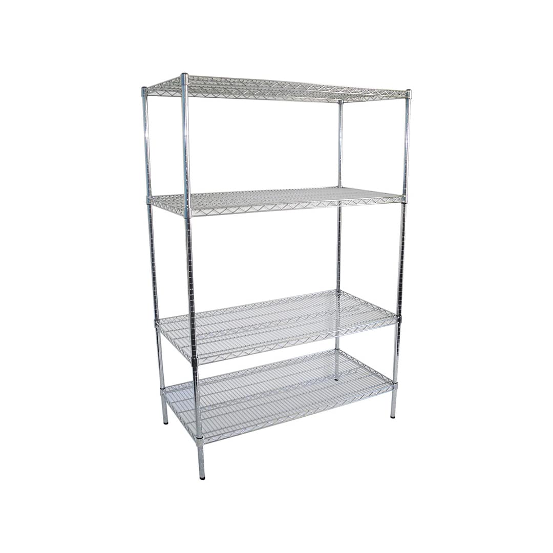 Chrome Dry Store Shelves 4 Tier, 1219 X 610 deep x 1800mm high