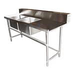Stainless Double Sink Dishwasher Inlet Bench, Left Configuration 1800 x 700 x 900mm high.