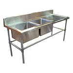 Double Bowl Stainless Steel Commercial Sink - Right Bench, 1700 x 700 x 900mm high.