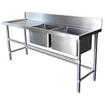 Double Bowl Stainless Commercial Sink - Left Bench, 1900 x 610 x 900mm high.