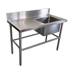 Stainless Steel Sinks - Left Bench, 1350 x 610 x 900mm high.