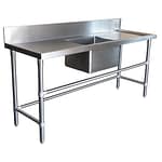 Stainless Steel Catering Sink - Right And Left Bench, 1800 x 610 x 900mm high.
