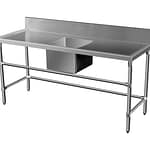 Stainless Steel Catering Sink - Right And Left Bench, 1500 x 700 x 900mm high.