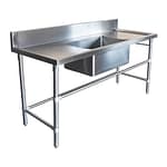 Stainless Steel Sinks - Right And Left Bench with Trough Sink, 1800 x 700 x 900mm high.