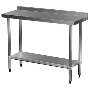 Commercial 304 Grade Stainless Steel Narrow Splashback Bench, 1500 x 450 x 900mm high