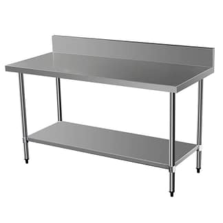 Commercial 304 Grade Stainless Steel Splashback Bench, 1500 x 700 x 900mm high