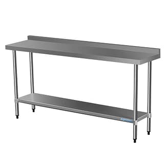 Commercial 304 Grade Stainless Steel Narrow Splashback Bench, 1800 x 450 x 900mm high