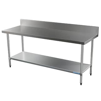 Commercial 304 Grade Stainless Steel Splashback Bench, 1800 x 700 x 900mm high