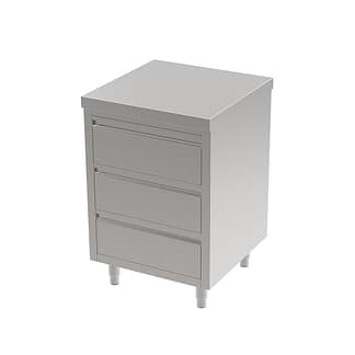 3 Drawer Commercial Kitchen Cabinet, 600 x 610 x 900mm high