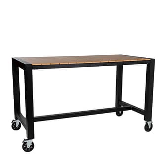 Cannes Aluminium & Polywood Outdoor Bar Table with Castor Wheels 185 x 90cm