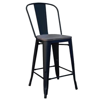 Replica Tolix Bar Stool With High Back, 76cm - Black