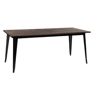 Replica Tolix Wooden Top Table, 180 x 80 x 75cm high