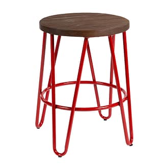 Hairpin Cafe Low Stool Raw Timber Seat