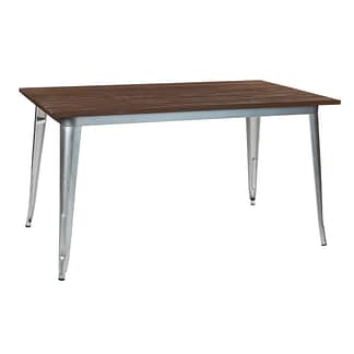 Replica Tolix Wooden Top Table, 140 x 70 x 75cm high