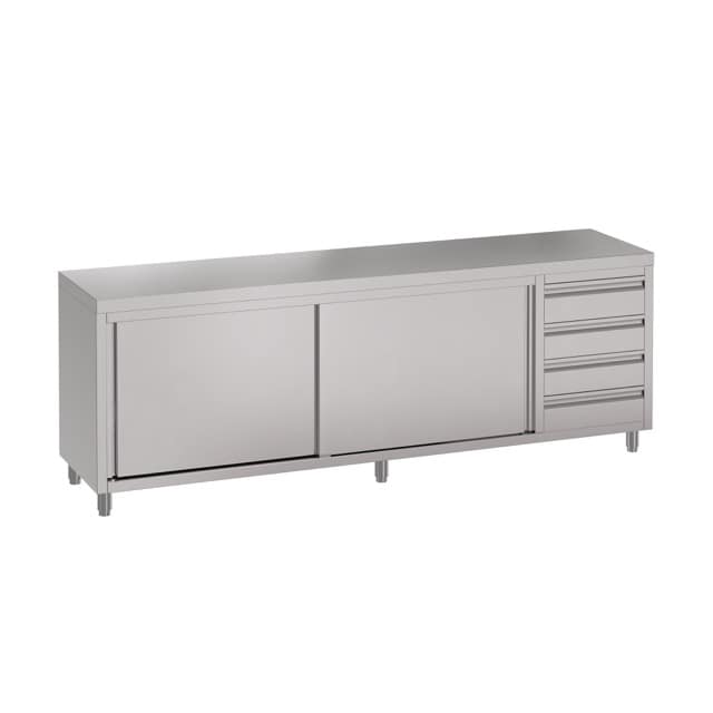 Stainless Commercial Kitchen Cabinet, 2490 x 610 x 900mm high