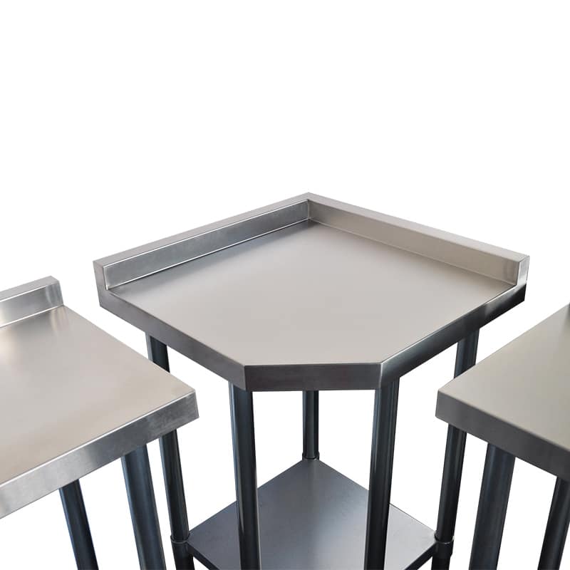 Commercial 304 Grade Stainless Steel Narrow Corner Bench, 600/450 x 600/450 x 900mm high