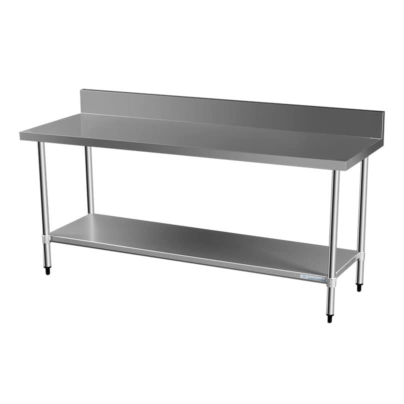 Commercial 304 Grade Stainless Steel Splashback Bench, 2000 x 700 x 900mm high
