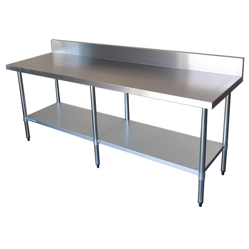 Commercial 304 Grade Stainless Steel Splashback Bench, 2200 x 700 x 900mm high