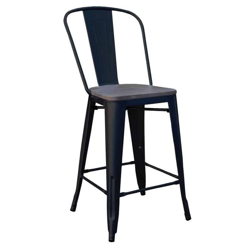 Replica Tolix Bar Stool With High Back, 76cm – Black