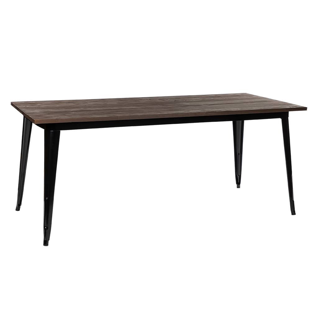 Replica Tolix Wooden Top Table, 180 x 80 x 75cm high