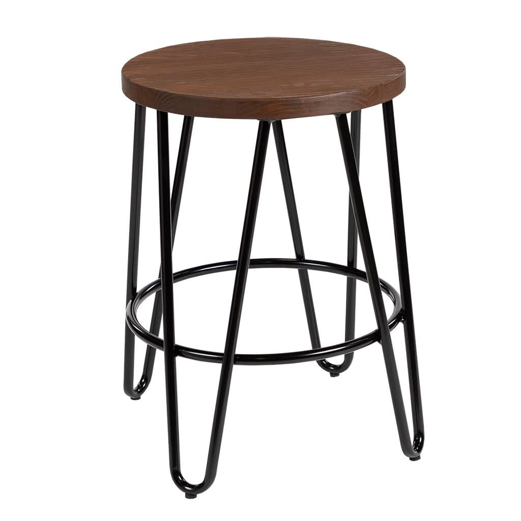 Hairpin Cafe Low Stool Raw Timber Seat