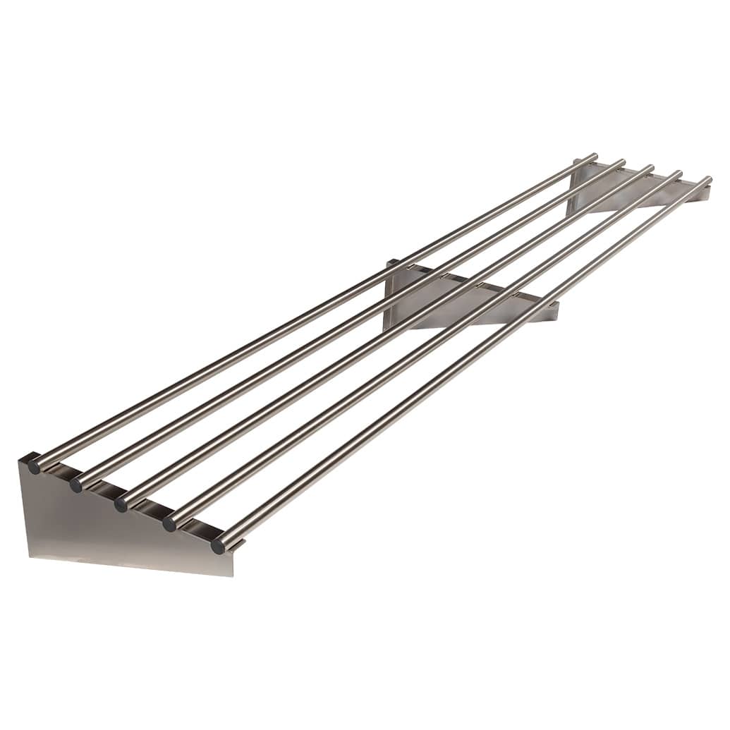 Stainless Steel Pipe Wall Shelf, 2400 X 300mm deep