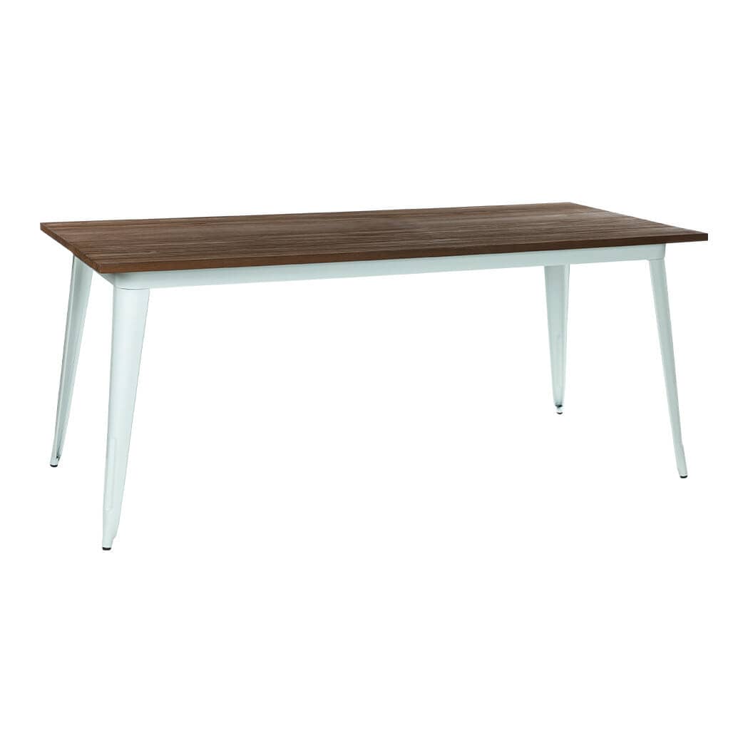 Replica Tolix Wooden Top Table, 180 x 80 x 75cm high