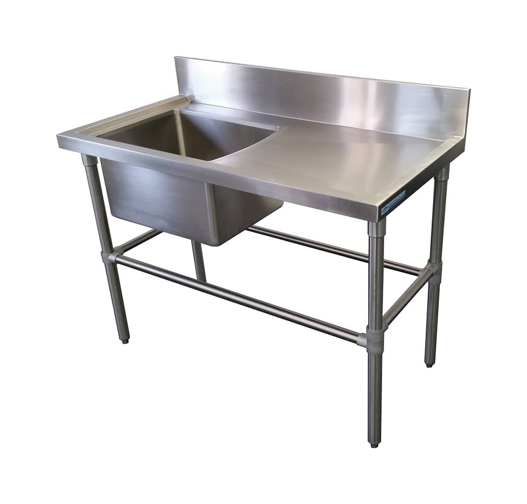 Single Bowl Stainless Steel Sink - Right Bench, 1200 x 610 x 900mm high.