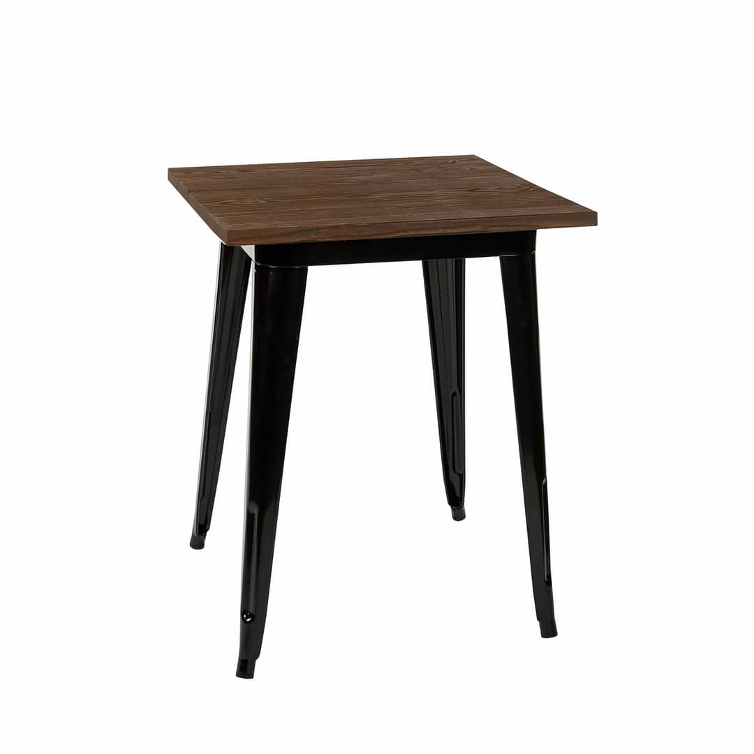 Replica Tolix Wooden Top Table, 60 x 60 x 75cm high