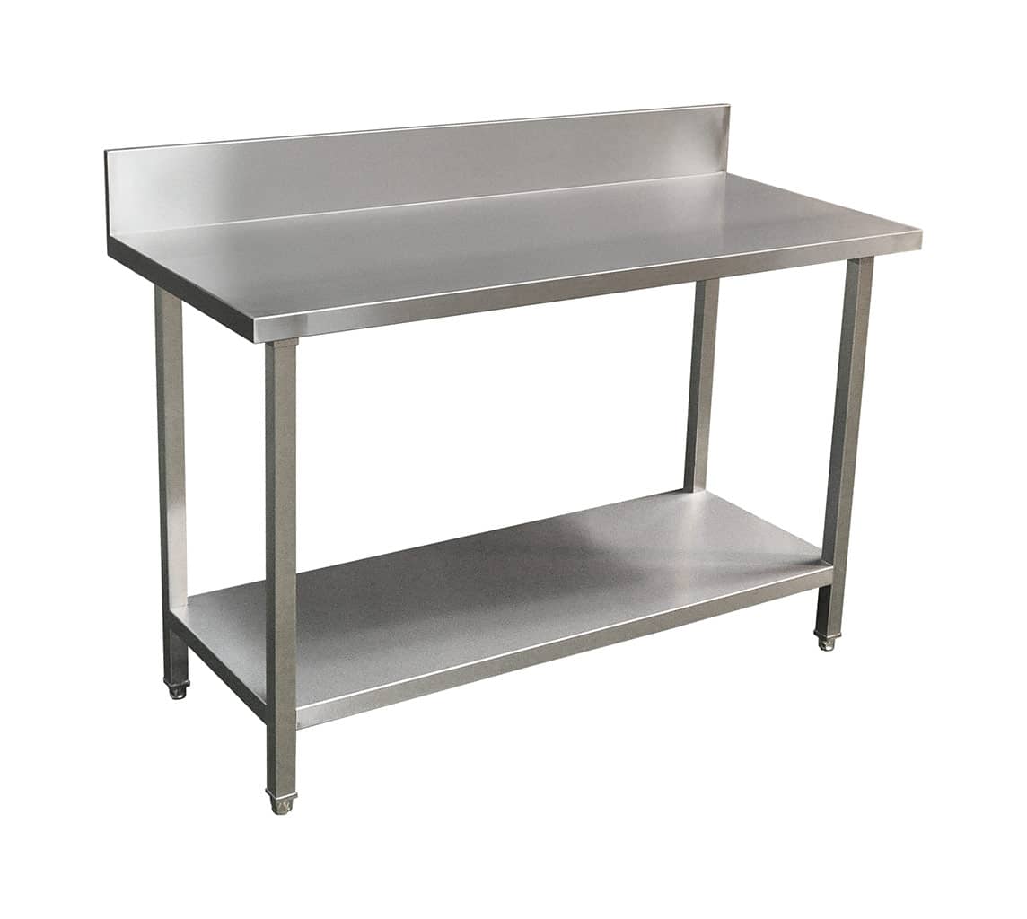 Premium Commercial 304 Grade Stainless Steel Splashback Bench, 1400 X 610 X 900mm high