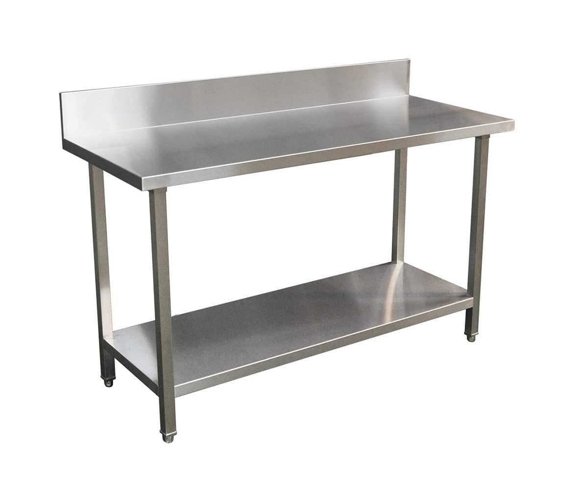 Premium Commercial 304 Grade Stainless Steel Splashback Bench, 1500 X 610 X 900mm high