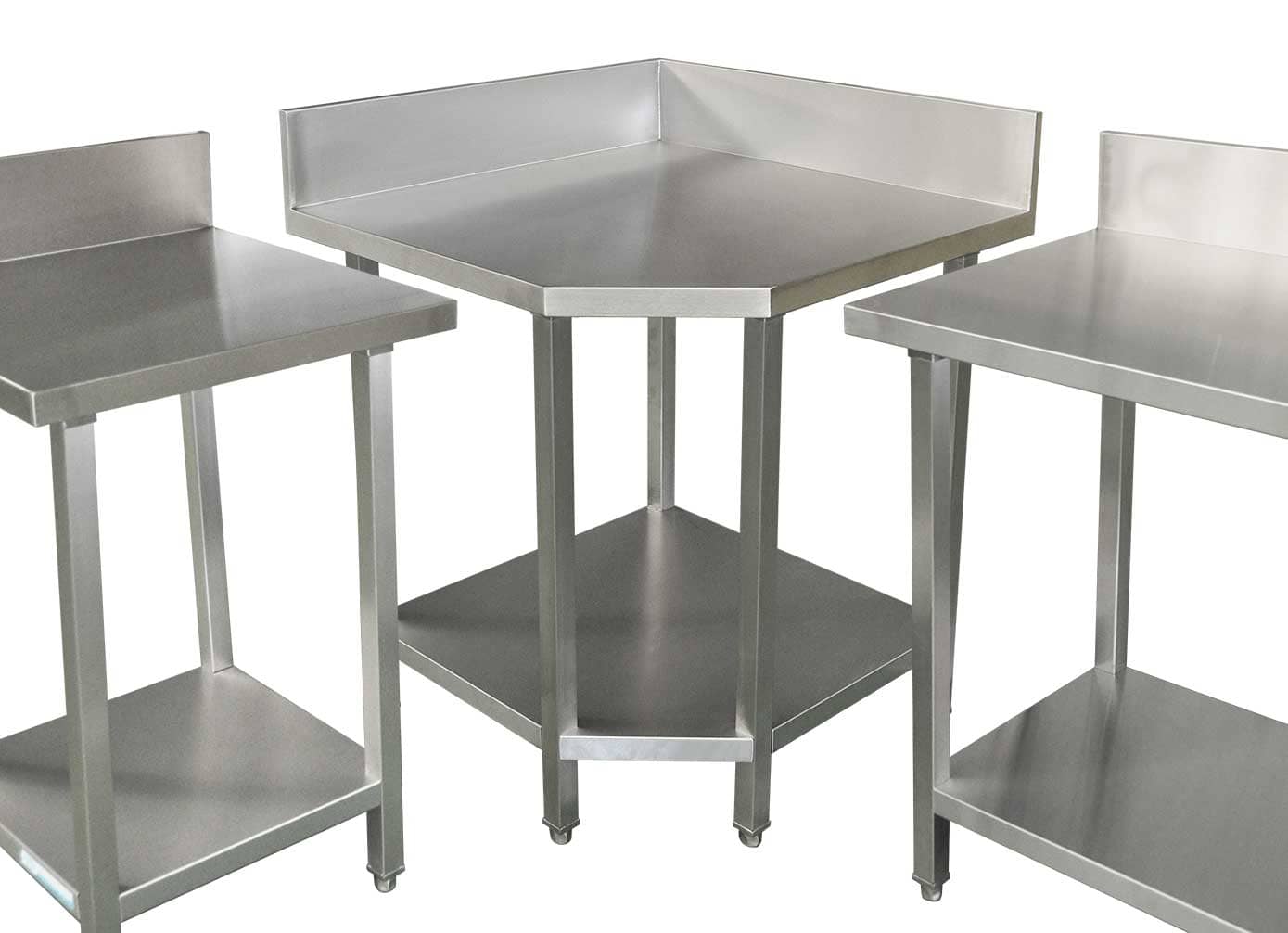 Premium Commercial 304 Grade Stainless Steel Splashback Bench, 810 X 810 X 900mm high