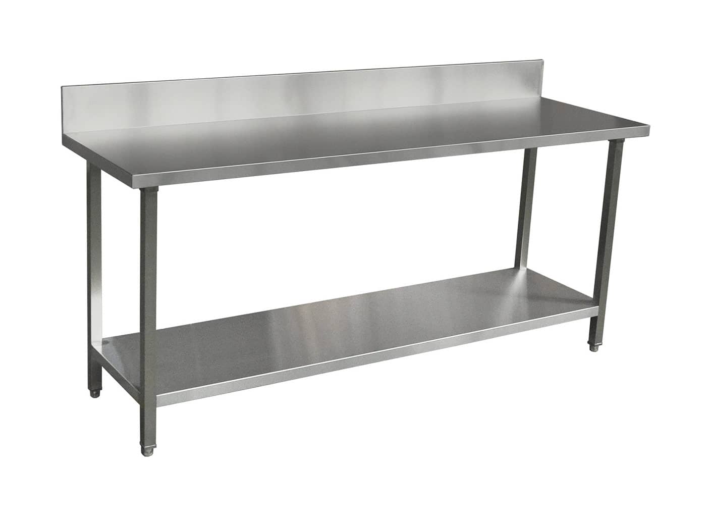 Premium Commercial 304 Grade Stainless Steel Splashback Bench, 2000 X 610 X 900mm high