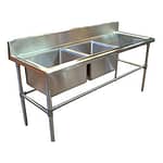 Double Bowl Stainless Sink - Right Bench, 1900 x 700 x 900mm high.
