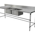 Double Stainless Sink - Right And Left Bench, 2590 x 700 x 900mm high.