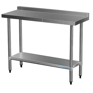 Commercial Grade Stainless Steel Narrow Splashback Bench, 1200 x 450 x 900mm high