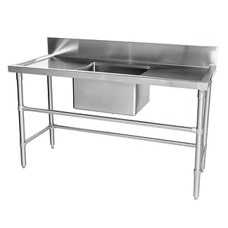 Stainless Steel Catering Sink - Right And Left Bench, 1500 x 610 x 900mm high