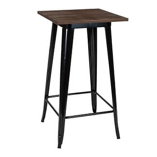 Replica Tolix Wooden Top Bar Table, 60 x 60 x 107cm