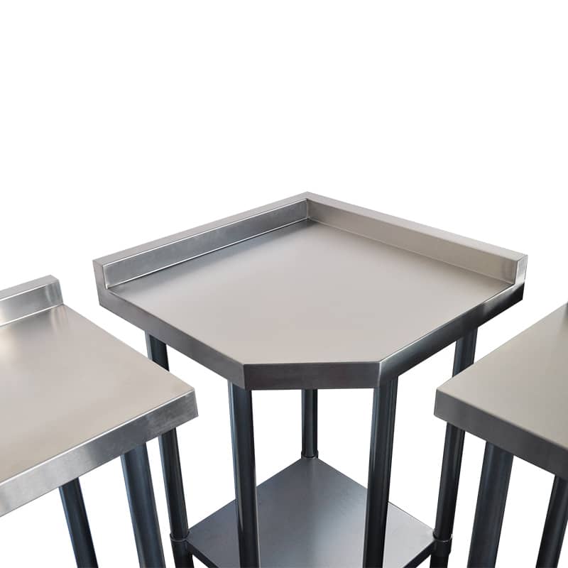 Commercial 304 Grade Stainless Steel Narrow Corner Bench, 600/450 x 600/450 x 900mm high