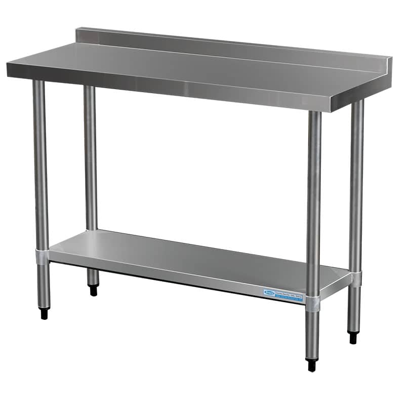 Commercial Grade Stainless Steel Narrow Splashback Bench, 1200 x 450 x 900mm high