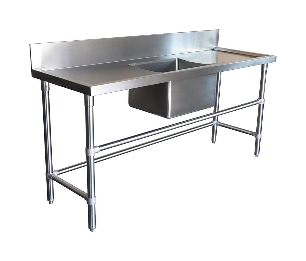 Stainless Steel Catering Sink Right And Left Bench 1800 x 610 x 900mm high