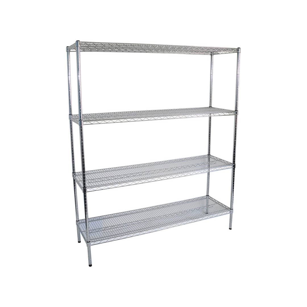 Chrome Wire Dry Store Shelving, 4 Tier, 1524 X 457 deep x 1800mm high