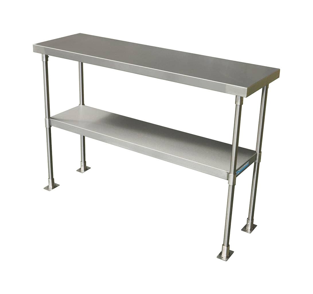 Stainless Kitchen Bench Over Shelves, 2-Tier, 1150 X 350mm-0