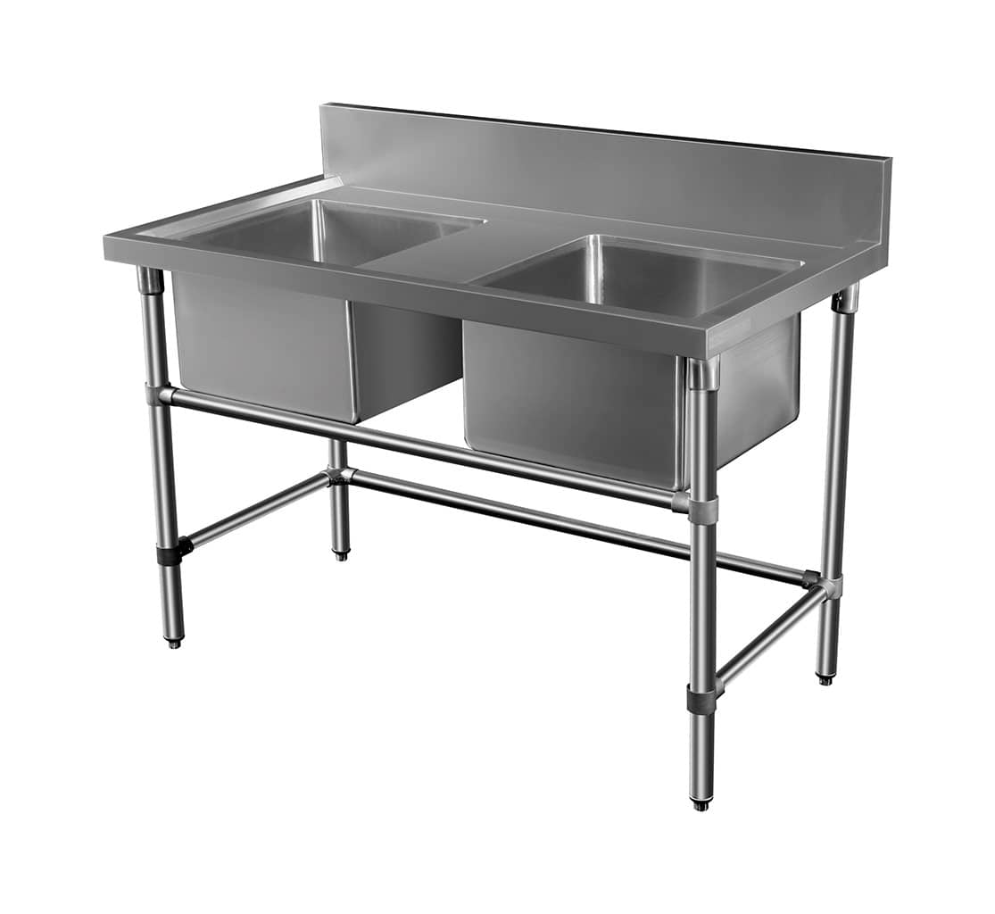 Double Stainless Sink - Middle Bench, 1300 x 700 x 900mm high.