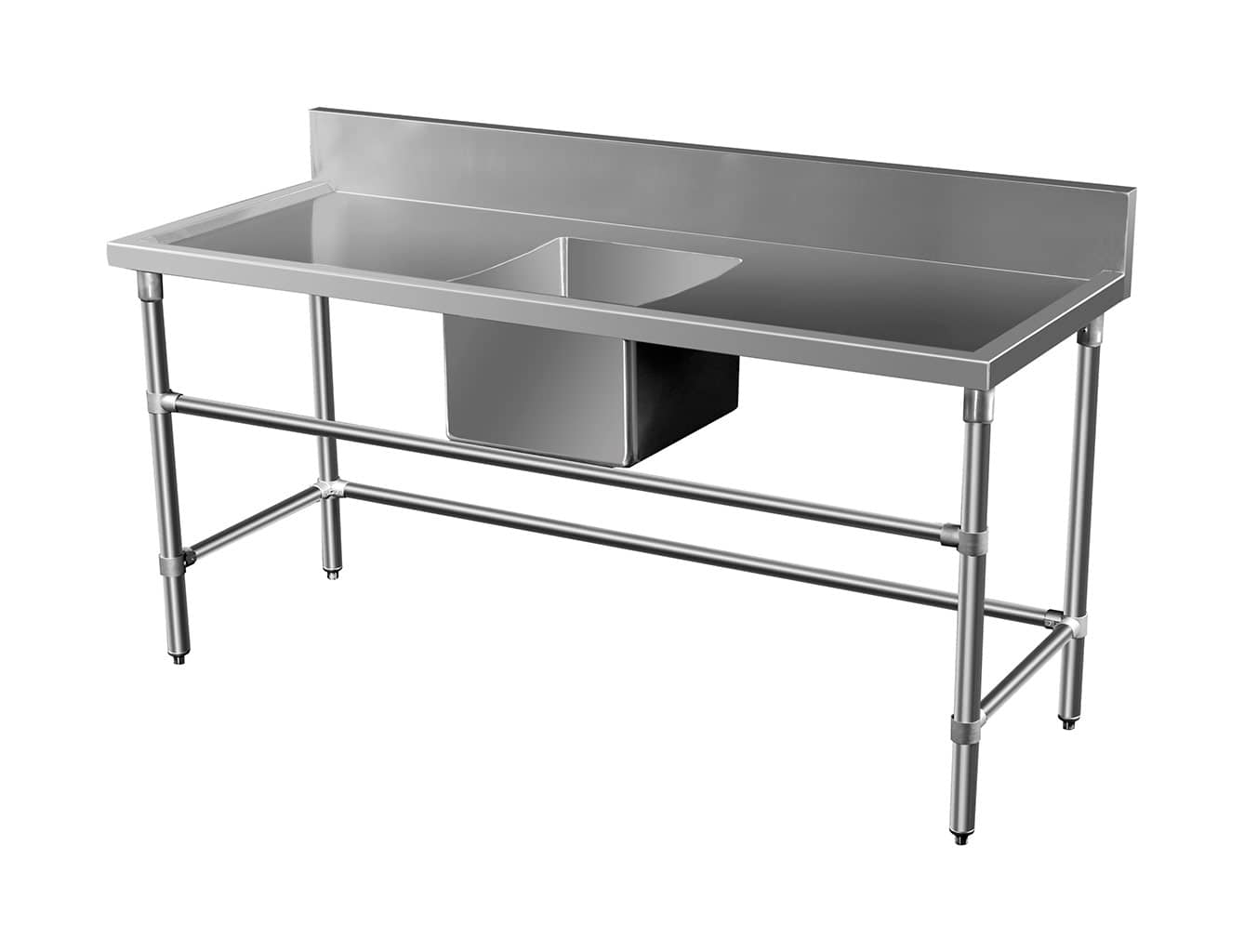 Stainless Steel Catering Sink - Right And Left Bench, 1500 x 700 x 900mm high.