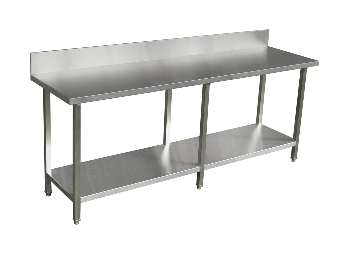 Premium Commercial 304 Grade Stainless Steel Splashback Bench, 2200 X 610 X 900mm high